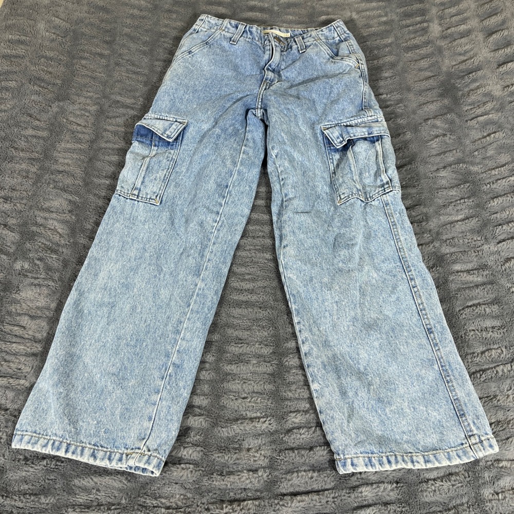 Levis 94 Baggy Cargo Jeans Light Wash Blue Denim Wide Leg A4707-0026 Size 24x30
